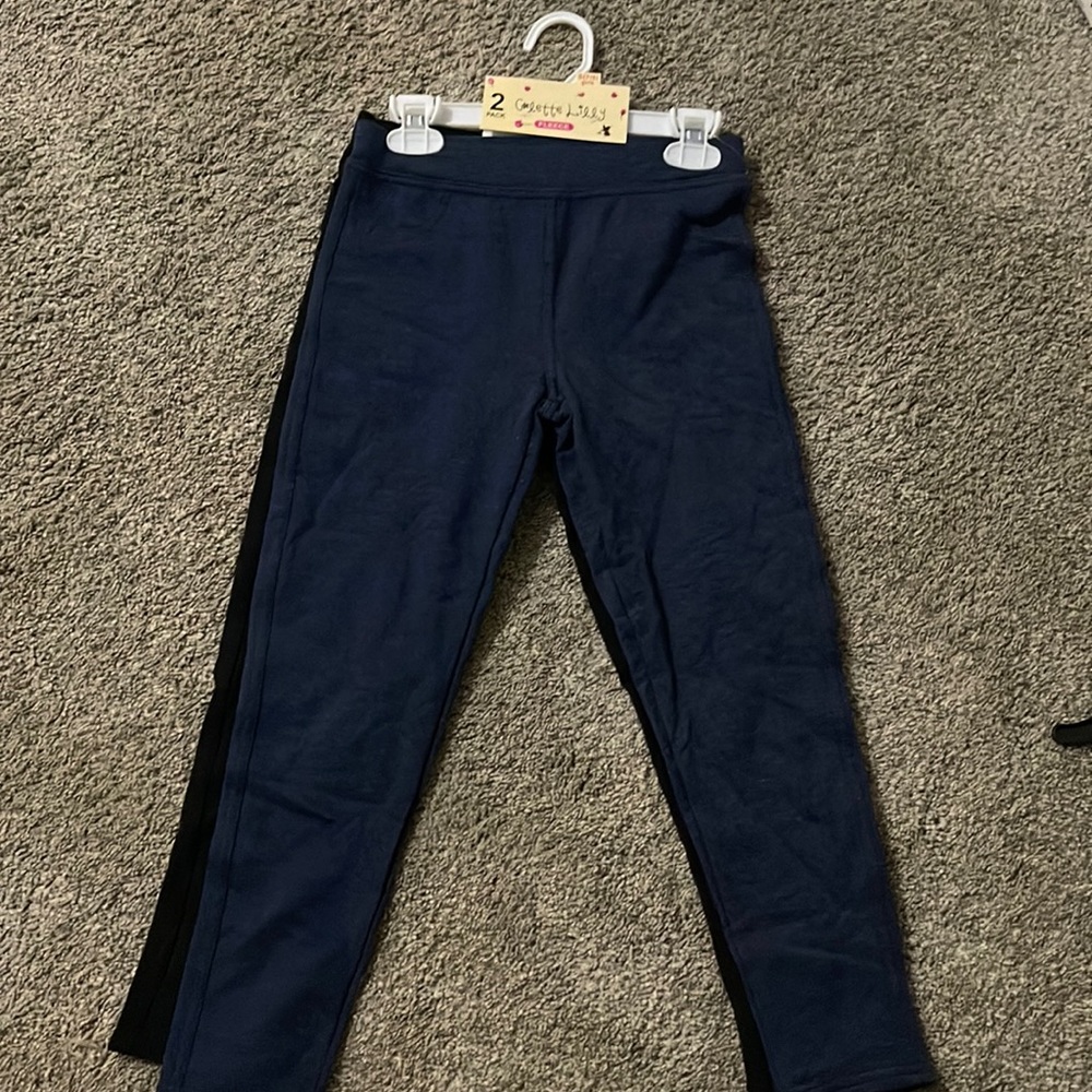 Girls TWO PAIR fleece jeggings / leggings